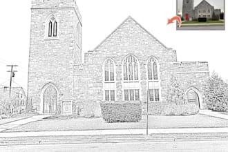 pencil sketch portraits, line art and technical drawing