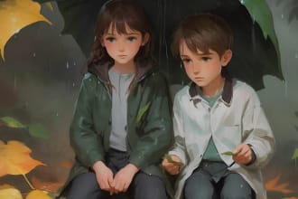 draw children story book illustrations and cover paint art