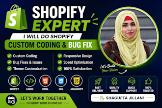 do shopify custom coding and shopify bug fix