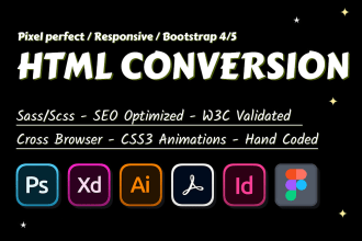 convert psd, pdf to html, responsive bootstrap
