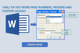 fix your microsoft word page numbers