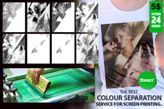 color separation for screen printing,simulation,t shirt design,vector cmyk