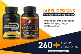 do professional supplement, vitamin, cbd label and packaging designs