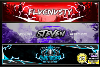 create awesome youtube,facebook,twitter,twitch gaming banner