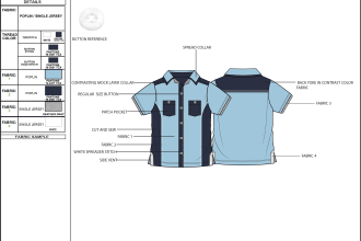 design a fashion tech pack for clothing manufacturer ready