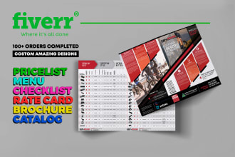 design your rate card, pricelist, checklist or menu