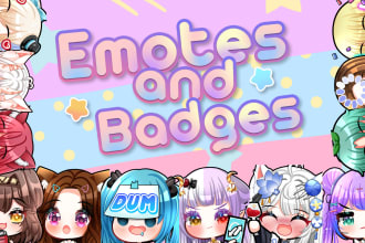 create custom cute chibi twitch emotes for your stream or discord, static