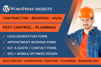 design contractor, plumbing, hvac, roofing, pest control website with SEO