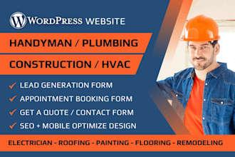 design contractor, plumbing, hvac, roofing, pest control website with SEO