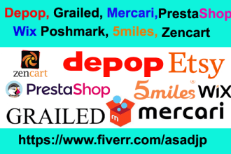 add product to depop, grailed, prestashop, mercari, wix, 5miles store