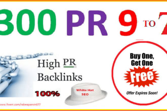 skyrocket your google rankings with 300 pr 9 to 7 seo backlinks