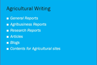 write agricultural articles blogs and reports professionally