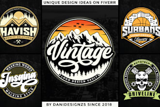 do modern custom typography badge retro vintage business logo design
