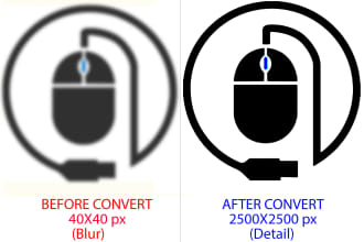 convert a low resolution graphic to high resolution