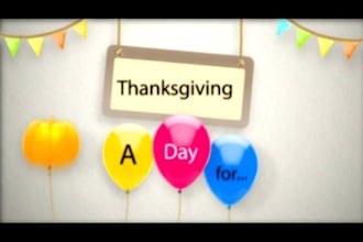 create an impressive Thanksgiving commercial animation video with your text and images