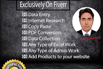 do any kind of data entry, excel, and word data entry