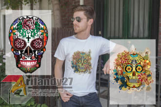 design the sugar skull logo for t shirt etc