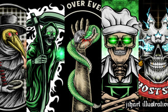 draw amazing dark art, horror and skull artwork illustration