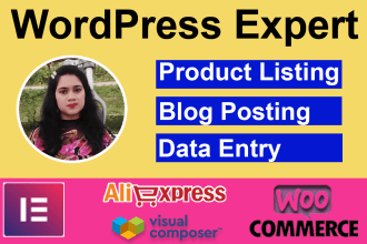 do wordpress data entry and woocommerce product upload