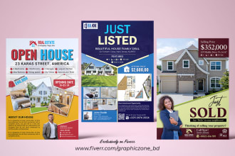 design a professional real estate flyer, banner and postcard