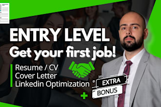 write 1 page entry level cv, resume, cover letter, linkedin