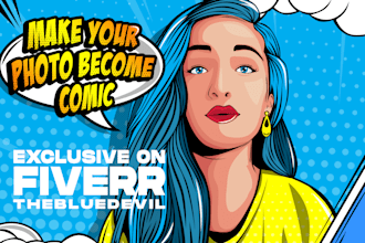 make your photo into a custom pop art comic style portrait vibrant and unique
