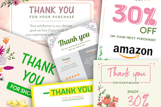design amazon thank you card, product insert card, package insert card