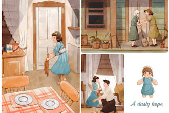 create watercolor children illustration