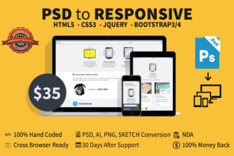 convert psd to html responsive using bootstrap