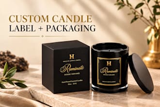 design luxury candle label design and candle box packaging