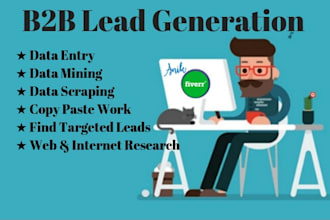 do b2b lead generation, find contact email, data entry and web research