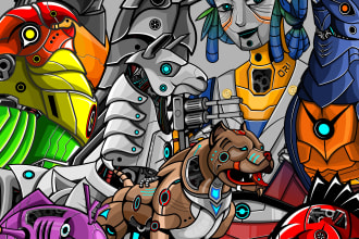 draw cool robot or cyborg character