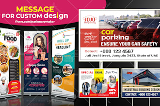 do roll up banner design, billboard and yard sign