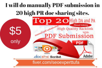 do manually pdf submission in 20 high pr doc sharing sites