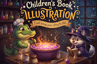 create children book illustration, kids coloring book