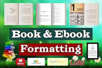 book formatting for paperback, ingramspark, lulu, epub and pdf
