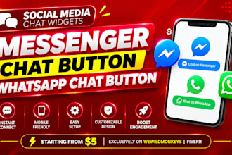 add facebook messenger, whatsapp chat button to your website