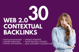 build 30 high quality link building with contextual SEO dofollow backlinks