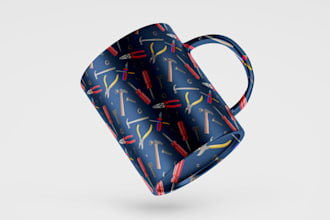 illustrate custom mug or glass design for food and drink