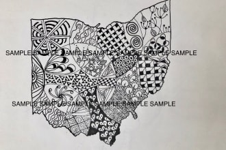 draw any state in a zentangle inspired style