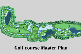 do 3d model  golf course with 9 to 18 holes