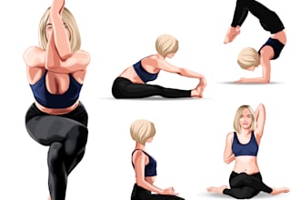 do exercise, yoga, fitness, gymnastics and other workout illustrations