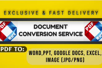 convert PDF and word documents in 1 hour