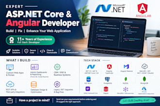 develop full stack asp dot net core and angular web app