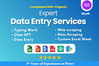 do excel data entry, data scraping and copy paste