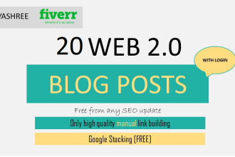 create 20 unique web 20 article posts login silo contextual