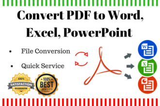 convert PDF to word or excel