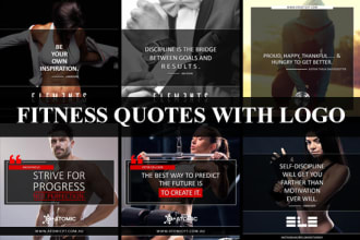 design 70 fitness quotes with your logo for social media
