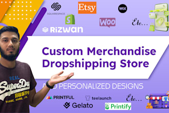 create a merch dropshipping shopify store and designs