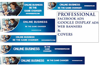 design unique facebook ads, web banners, google ads, covers